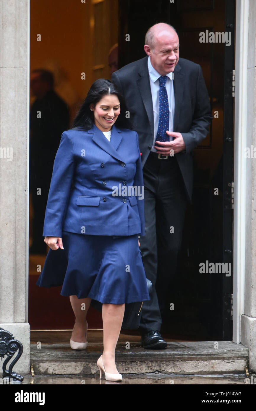 Ministers attend the weekly Cabinet meeting at Downing Street priot to today's budget  Featuring: Pritti Patel, Damian Green Where: London, United Kingdom When: 08 Mar 2017 Stock Photo