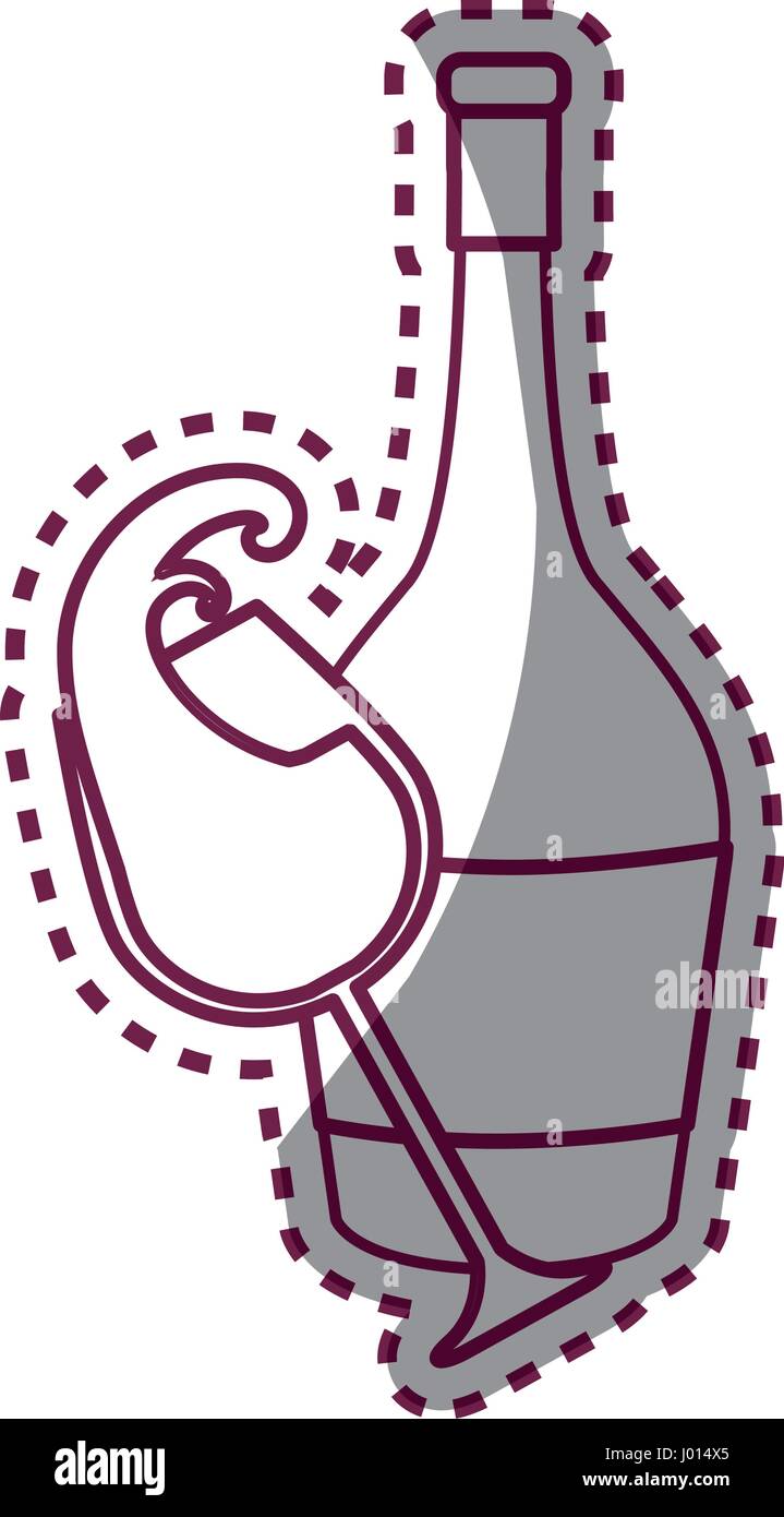 sticker line glass splashing and bottle of wine icon Stock Vector Image ...