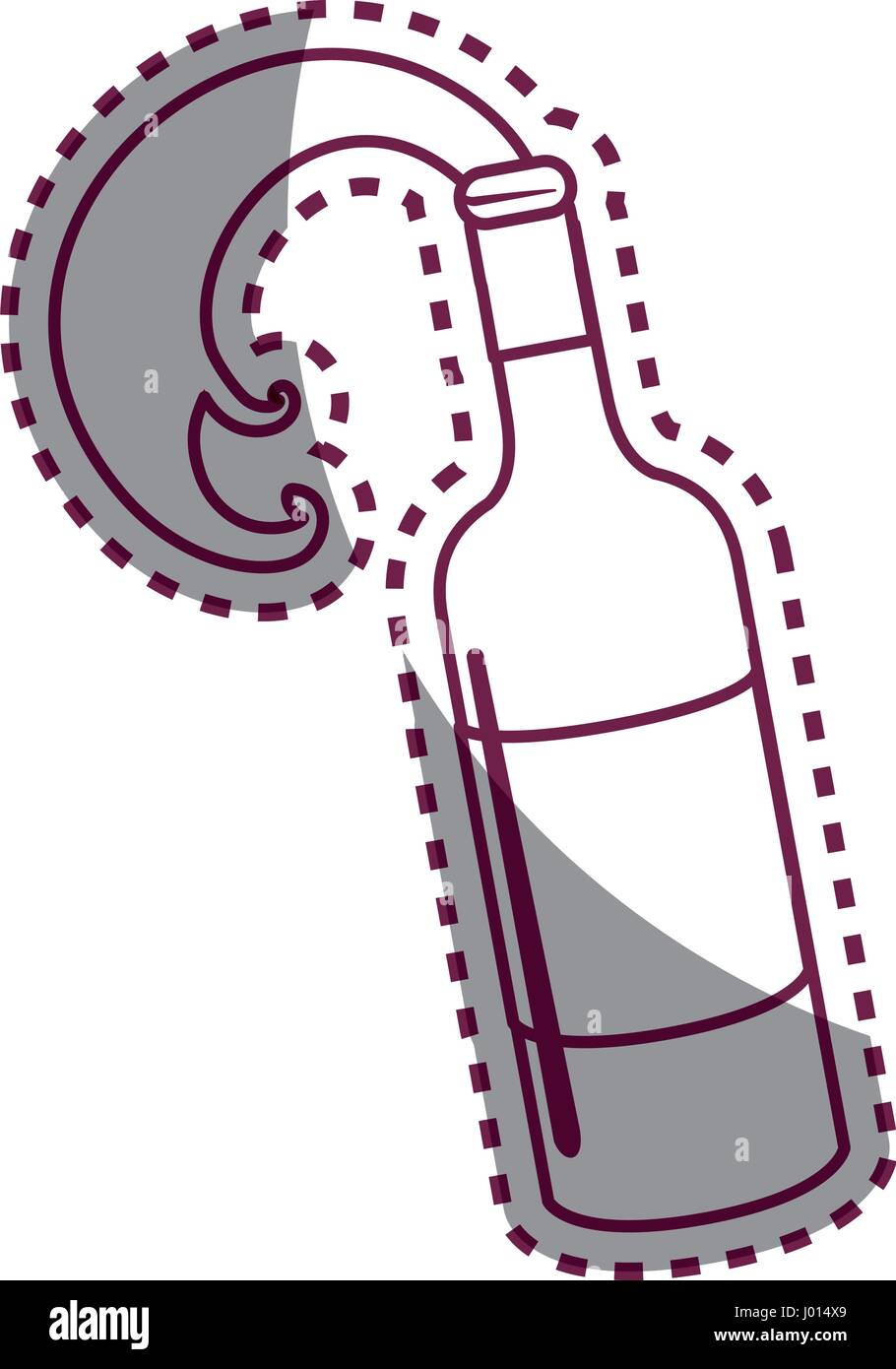 sticker line bottle splashing wine icon Stock Vector Image & Art - Alamy