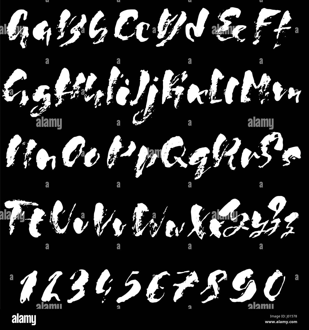 Hand drawn dry brush font. Modern brush lettering. Grunge style ...
