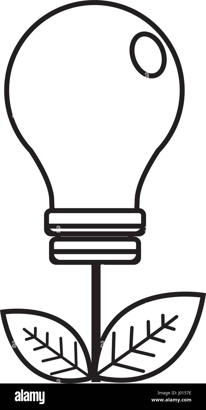 silhouette energy bulb with leaves icon Stock Vector Image &amp; Art - Alamy