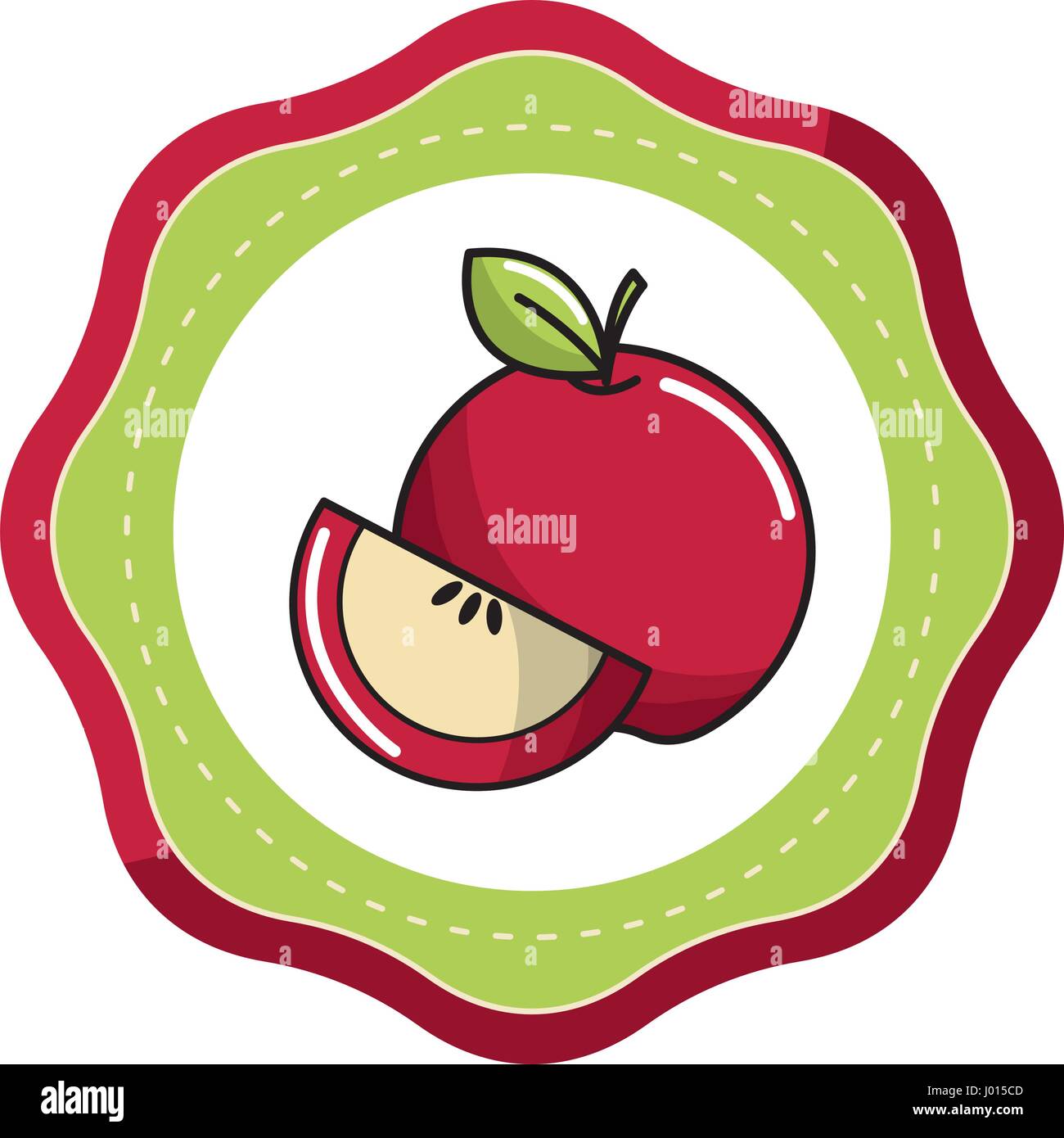 sticker red apple fruit icon stock Stock Vector Image & Art - Alamy