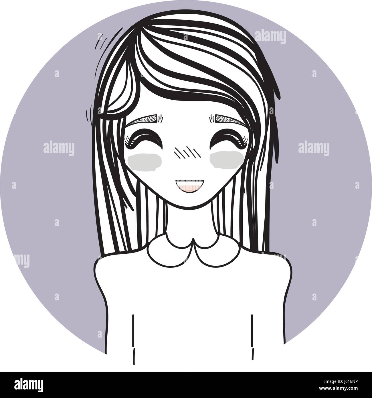 anime happy cute woman Stock Vector Image & Art - Alamy
