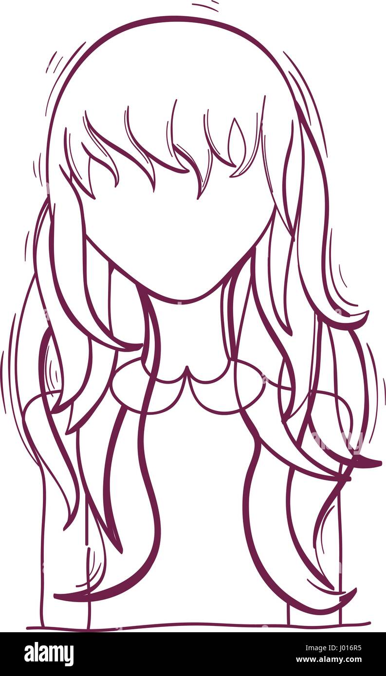 Silhouette Anime Woman With Hairstyle And Cloth Stock Vector Image Art Alamy