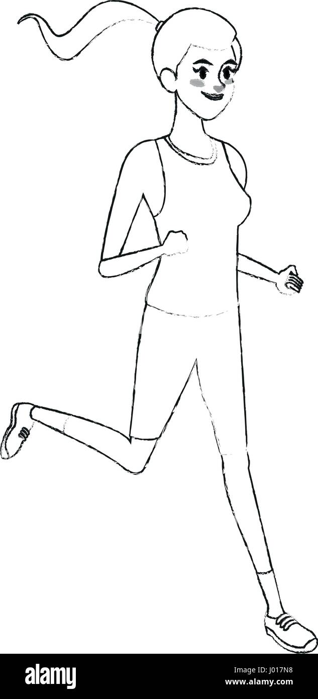 young pretty woman jogging sport icon image Stock Vector Image & Art ...