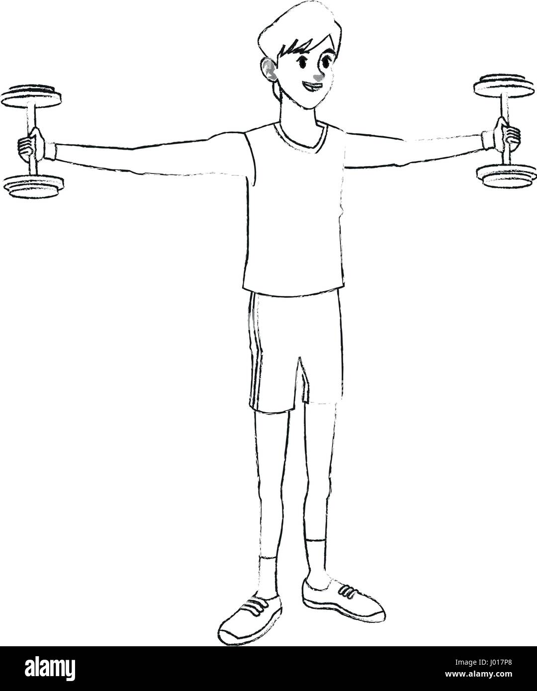 young man lifting weights sport icon image Stock Vector Image &amp; Art - Alamy