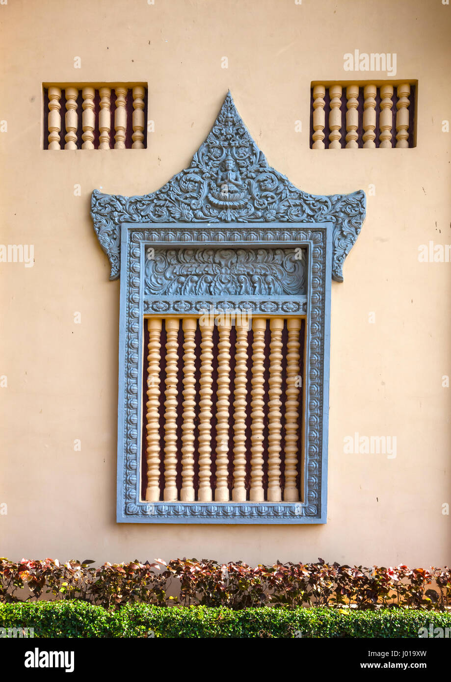 Decorative window at Royal Palace in Phnom Penh Stock Photo