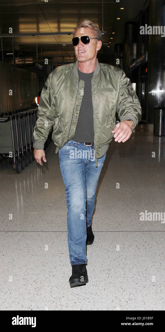 Dolph Lundgren departs from Los Angeles International Airport (LAX)  Featuring: Dolph Lundgren Where: Los Angeles, California, United States When: 08 Mar 2017 Stock Photo