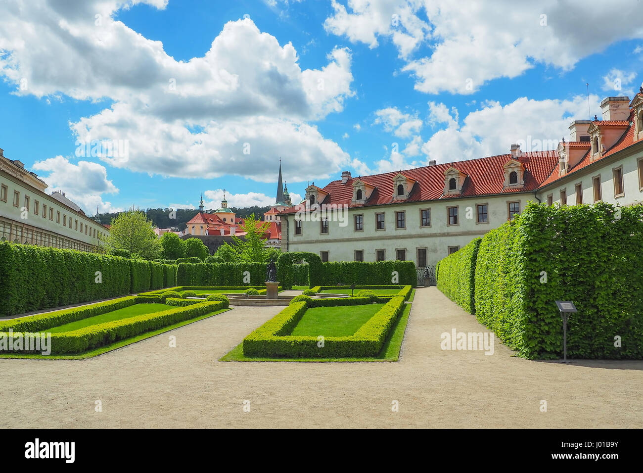 A beautiful view of Wallenstein Garden (Valdstejnska Zahrada), Prague, Czech Republic on a summer day. Stock Photo