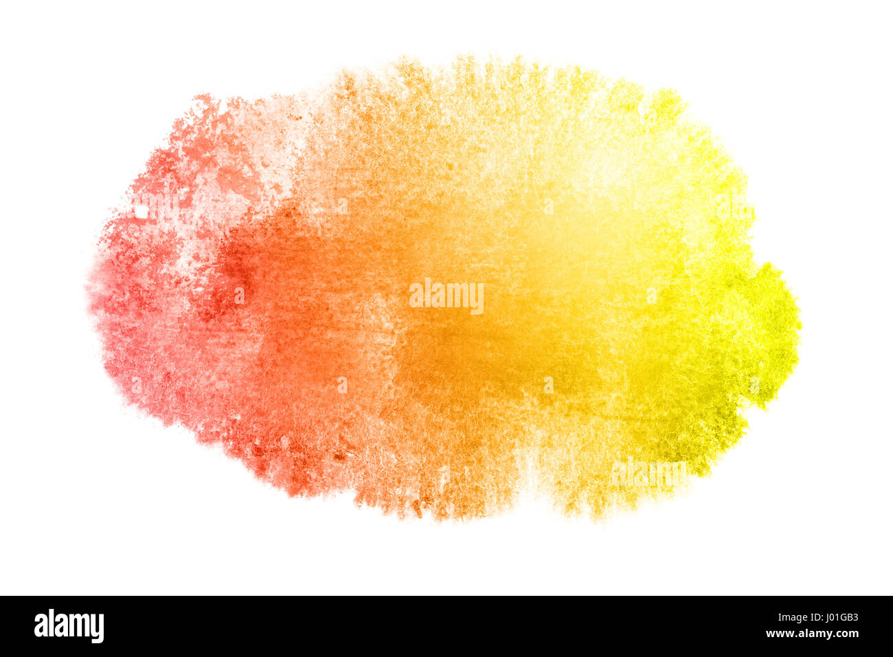 Yellow-red watercolor stain isolated on the white background. Water color element for your design Stock Photo