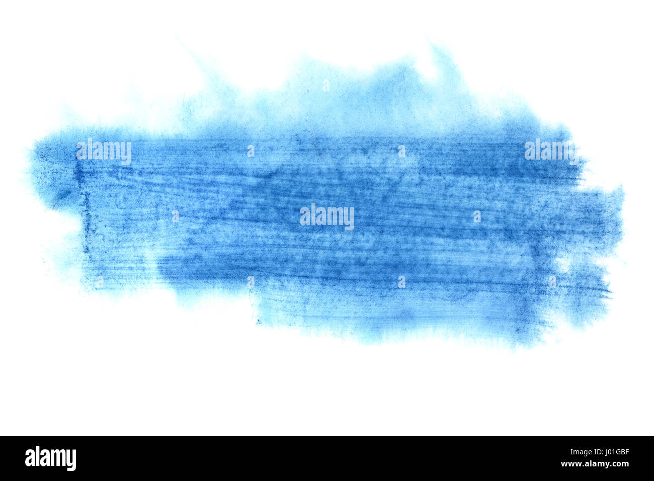 Blue watercolor brush strokes isolated on the white background Stock ...