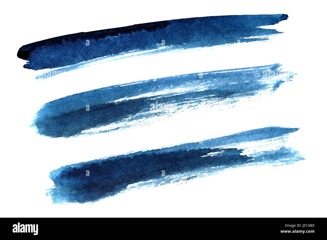 Set of blue ink brush strokes isolated on the white background Stock ...