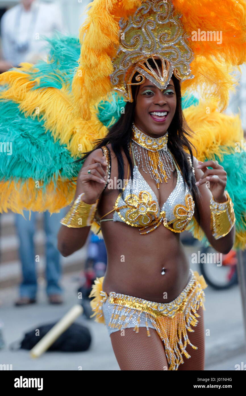 Caribbean Dancer Gives A Street Performance At Plaza St-Hubert In Montreal  Stock Photo - Alamy