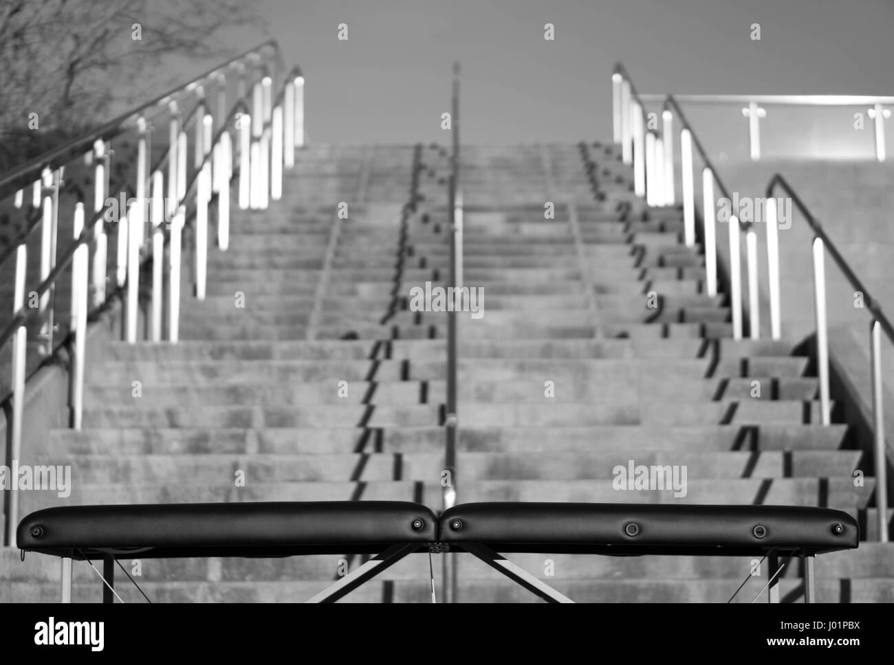 Massage table out in public area Stock Photo Alamy