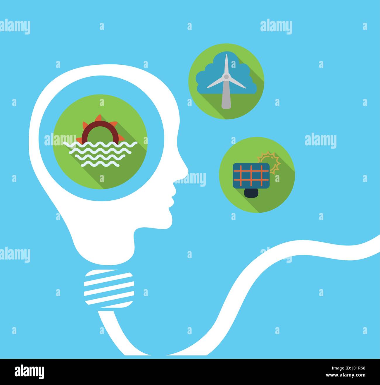 human head bulb shape energy think environment Stock Vector Image & Art ...