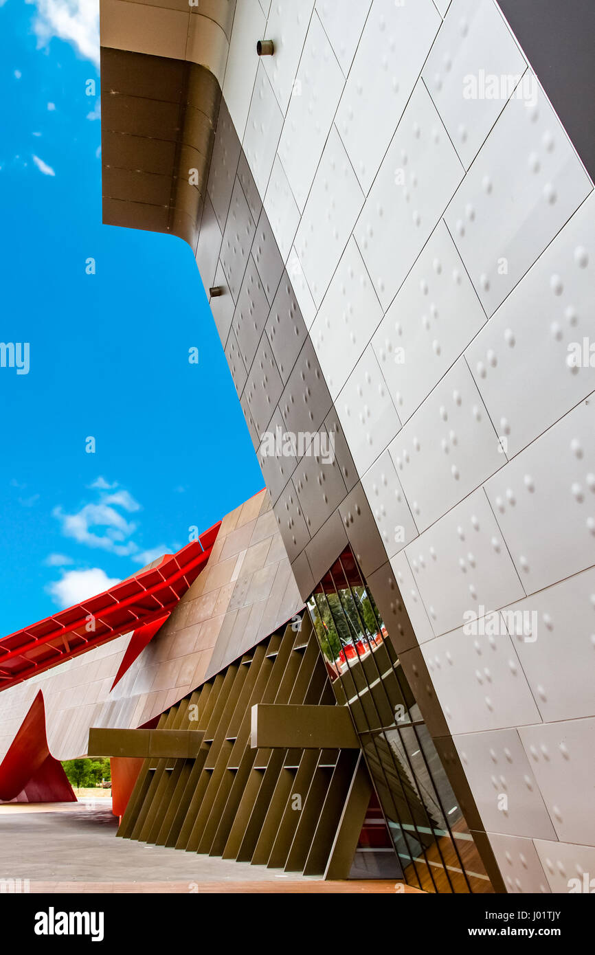 Stunning architecture of the National Museum of Australia, Canberra, ACT.  Digitally altered sky. Stock Photo