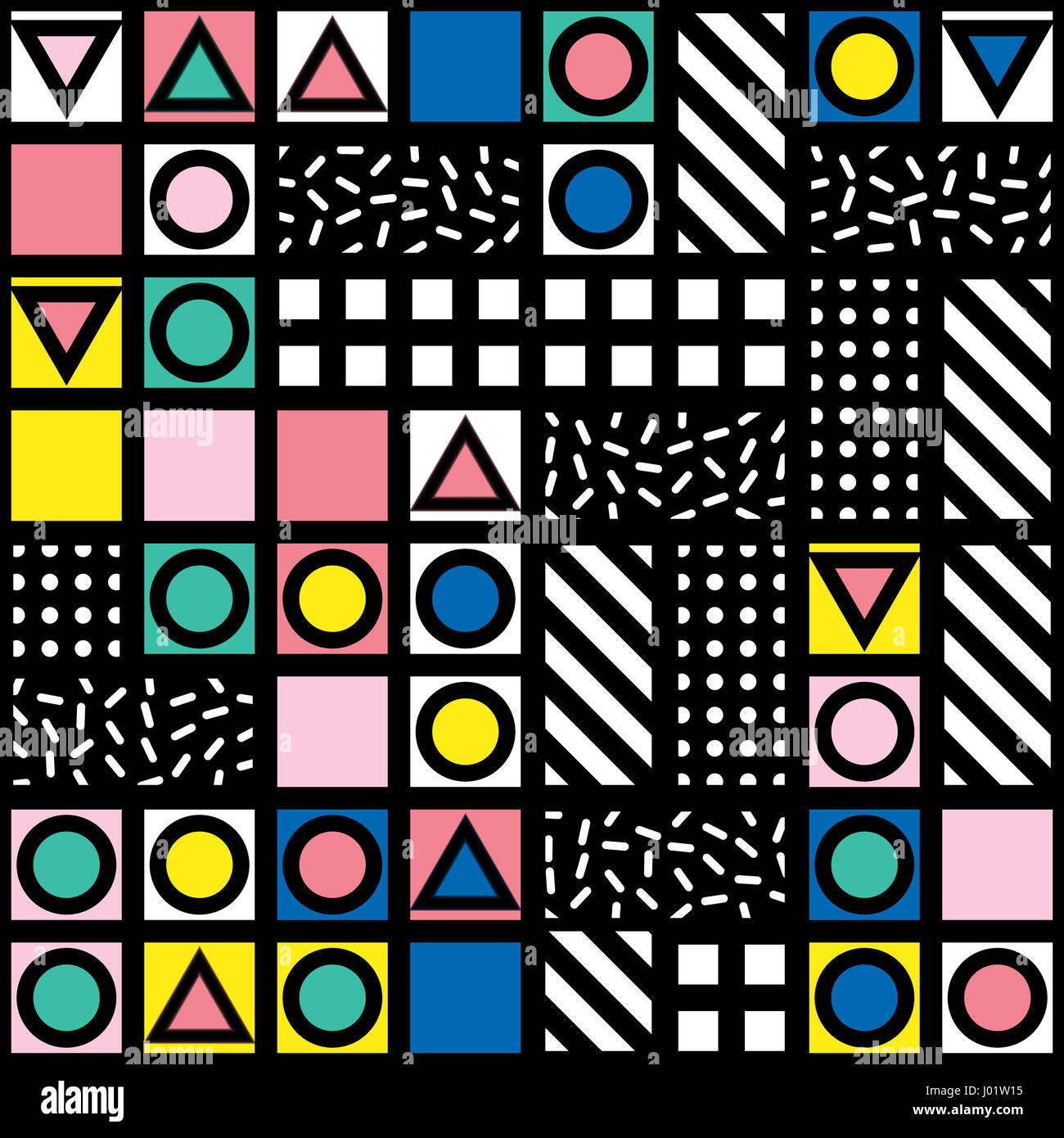 Colorful bold bright seamless pattern. Trendy design in 80-90s style ...