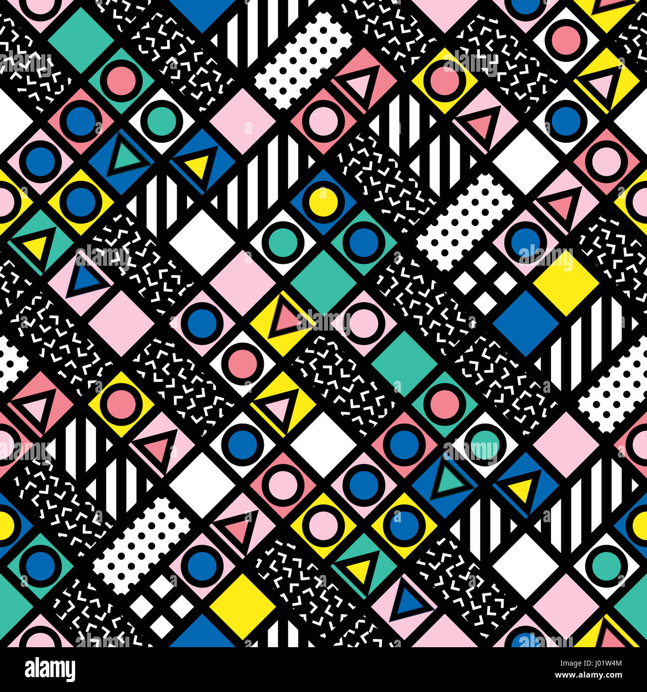 Colorful bold bright seamless pattern. Trendy design in 80-90s style ...