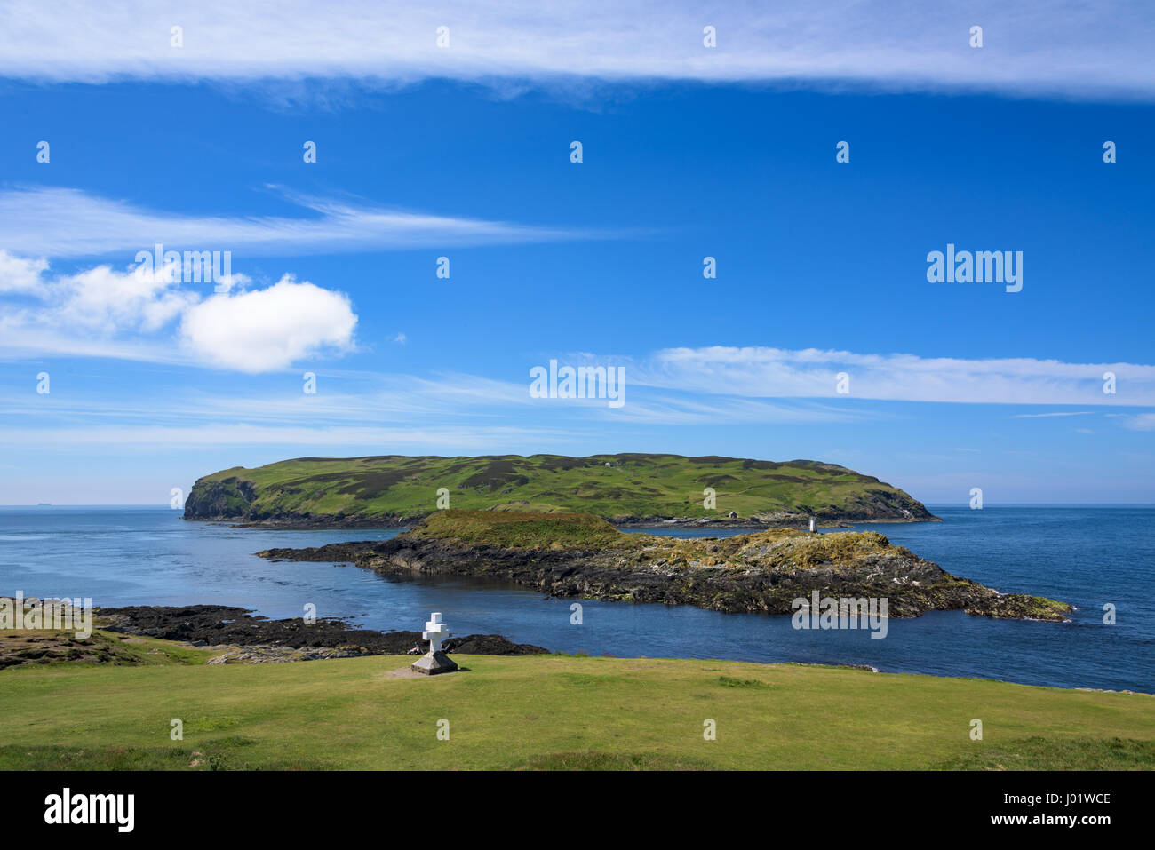 The Calf of Man & Kitterland from The Sound, Isle of Man. Stock Photo