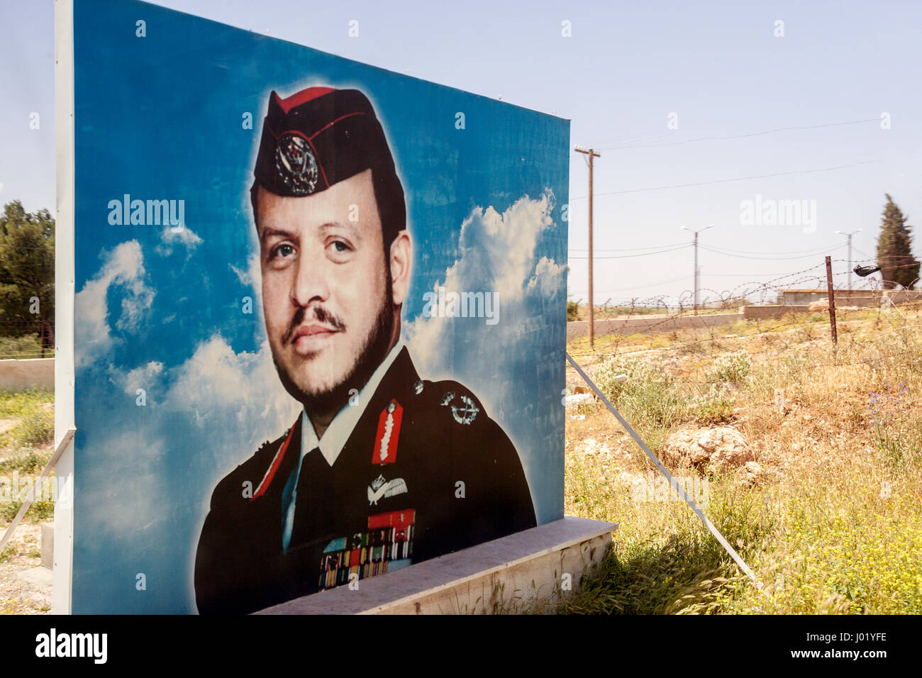 Portraits of Bashar al-Assad at the border crossing between Lebanon and Syria. Stock Photo
