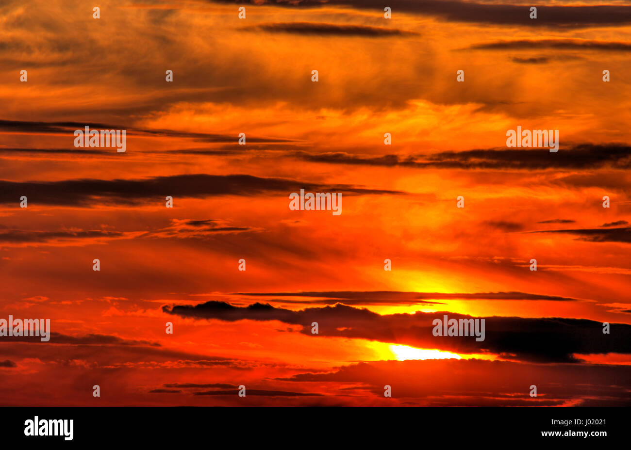 Beautiful sunset with dramatic clouds on the sky Stock Photo - Alamy