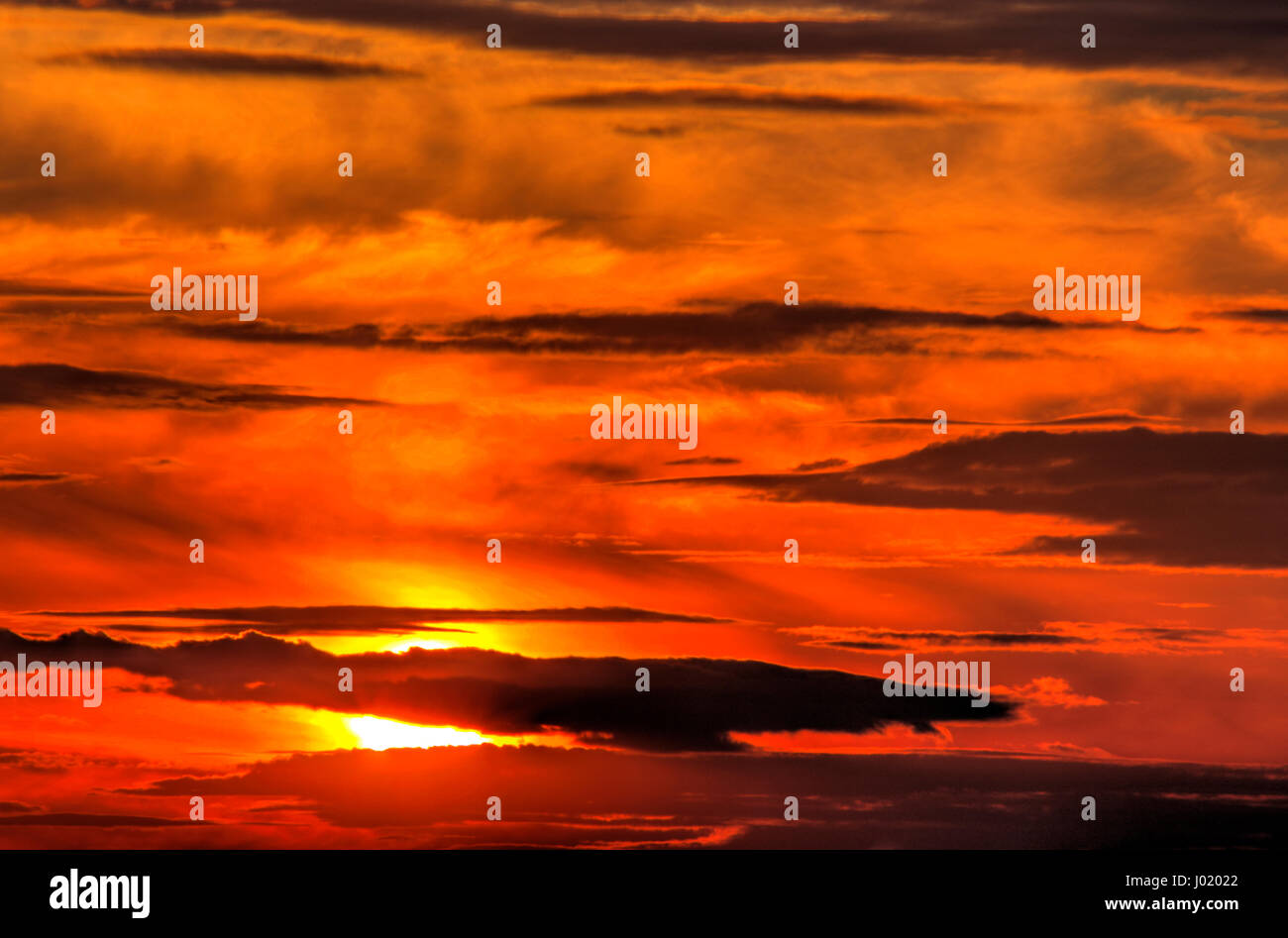 Beautiful sunset with dramatic clouds on the sky Stock Photo - Alamy