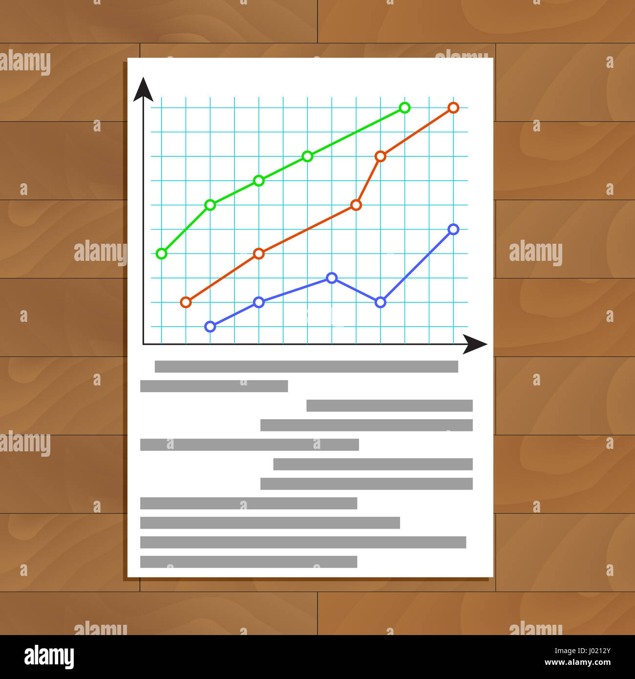 Economic infochart diagram. Statistic plan document, vector illustration Stock Photo