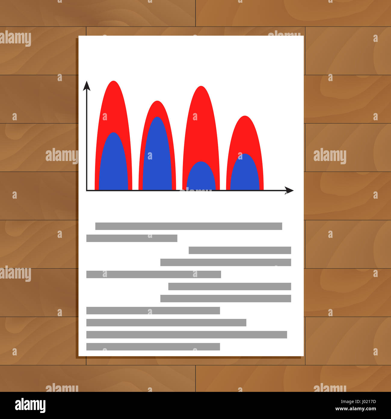 Document with wave color chart. Statistic infographic economic, vector illustration Stock Photo