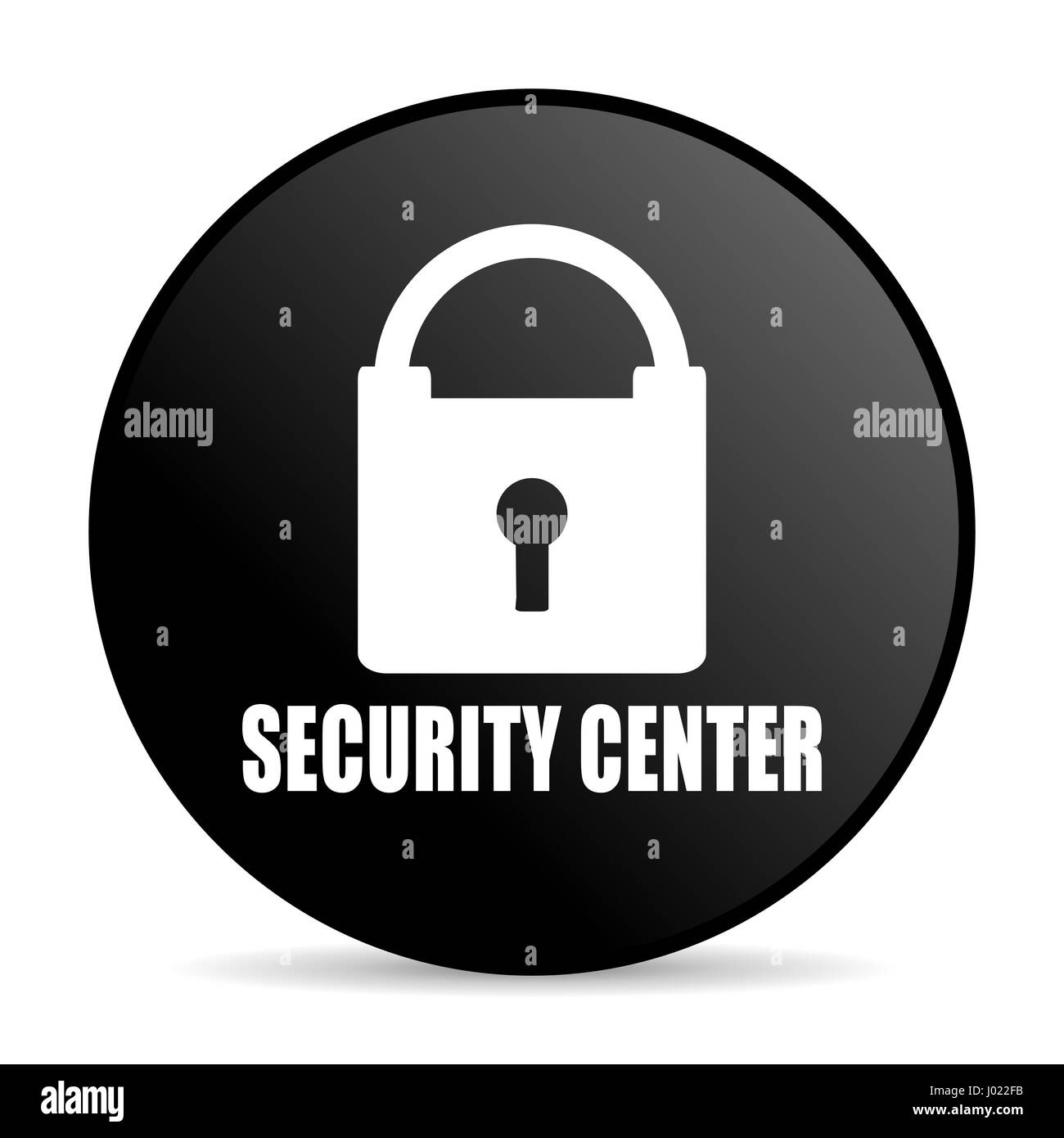Security center black color web design round internet icon on white ...