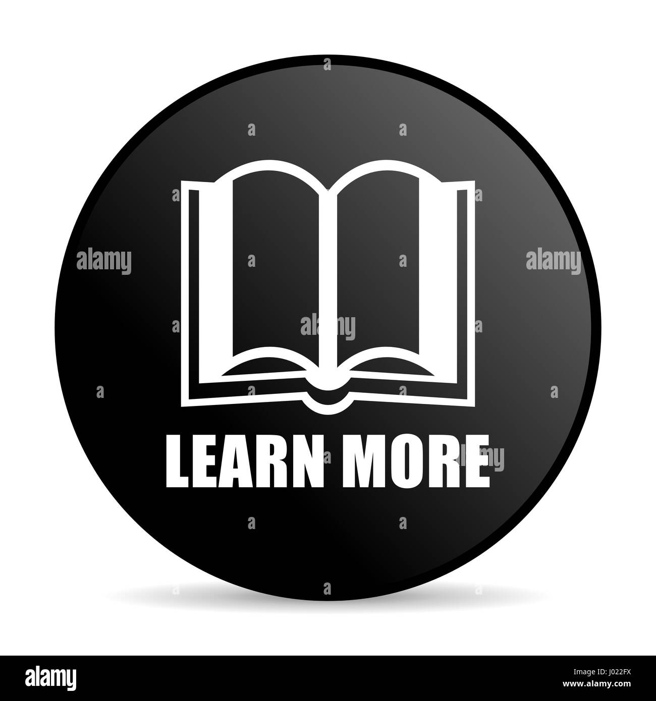 Learn more black color web design round internet icon on white ...