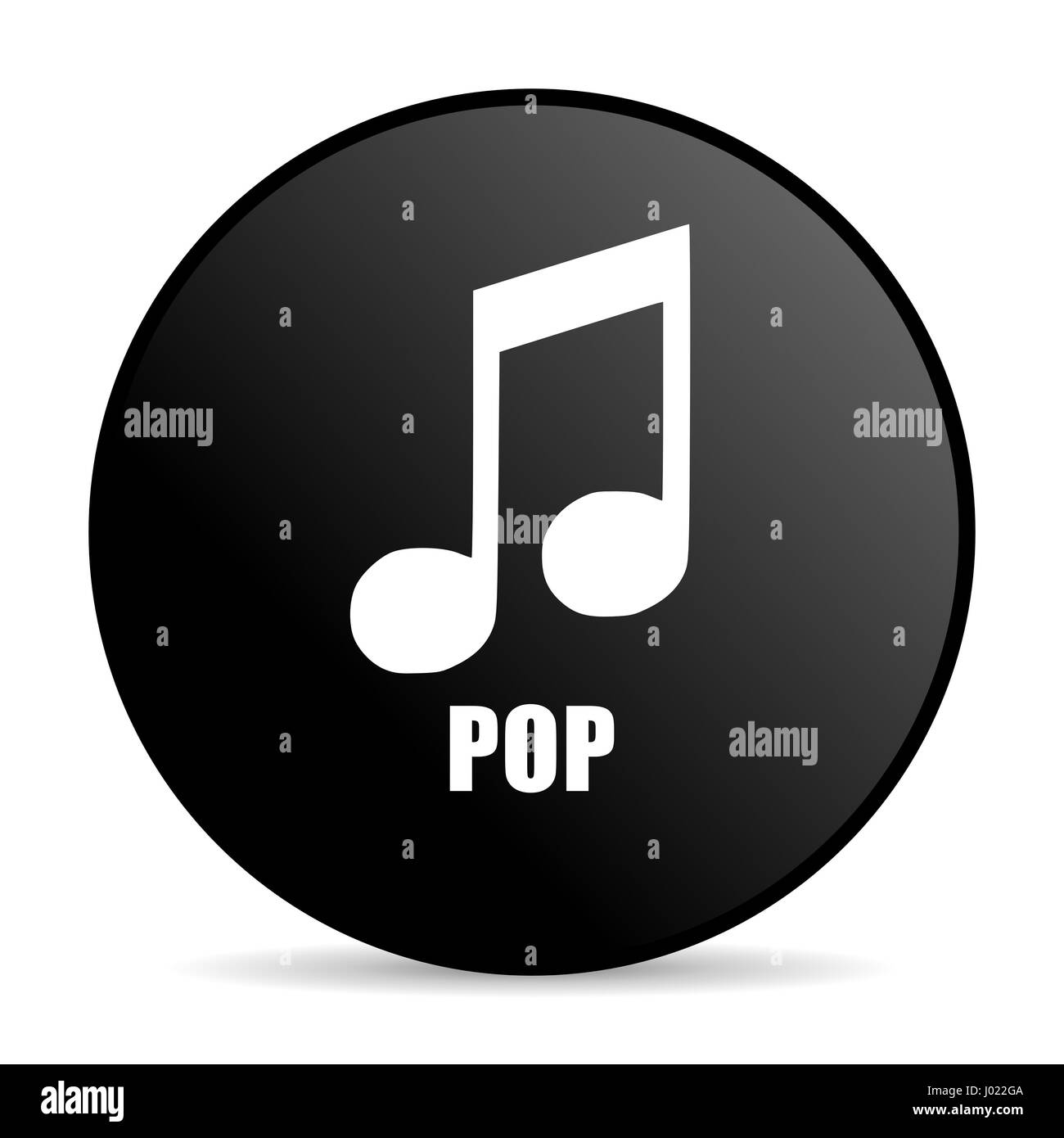 Pop music black color web design round internet icon on white background  Stock Photo - Alamy