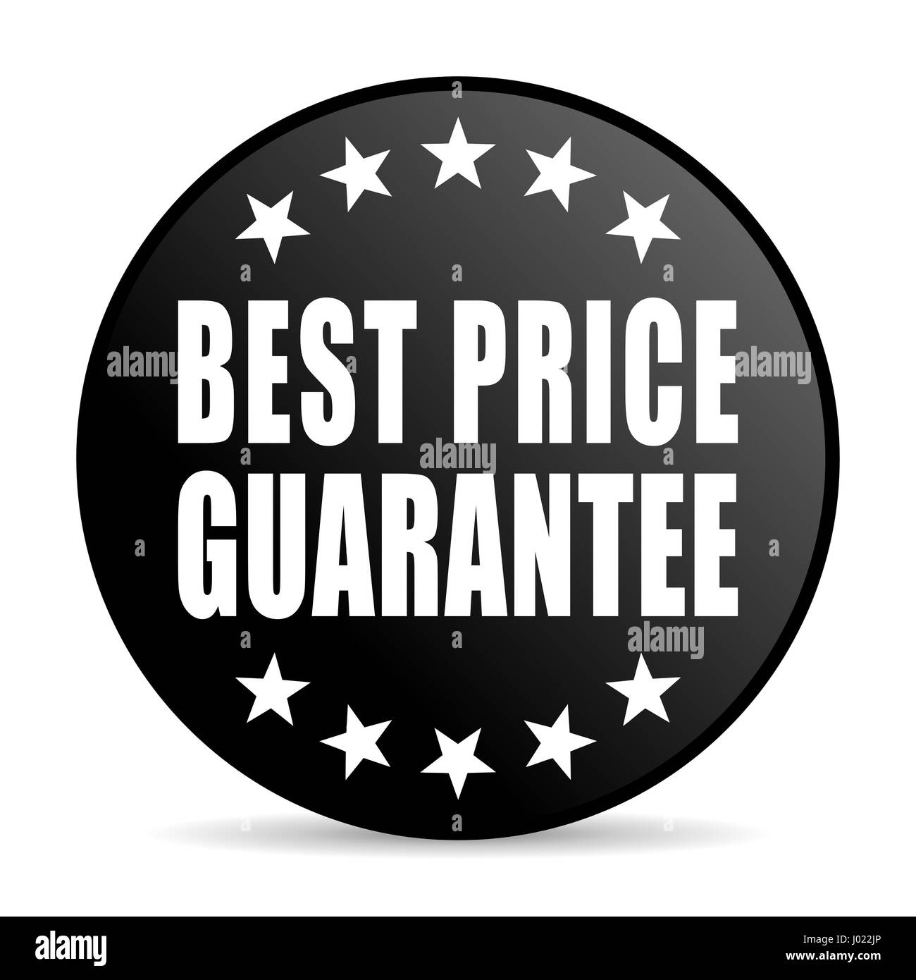 Best price guarantee black color web design round internet icon on white background. Stock Photo