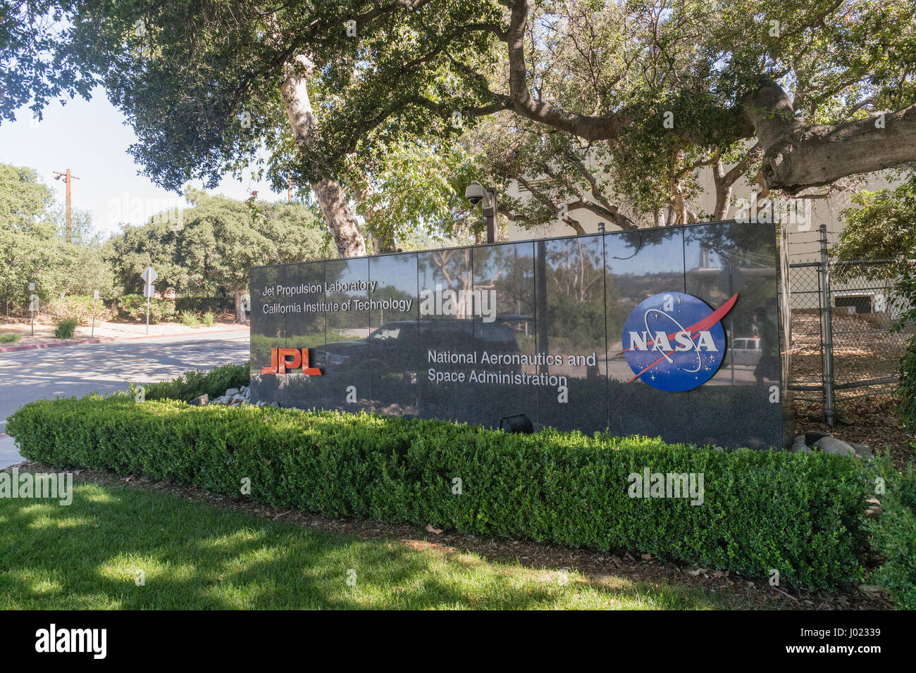 The entrance to NASA's Jet Propulsion Laboratory in La Canada (USA) Stock Photo