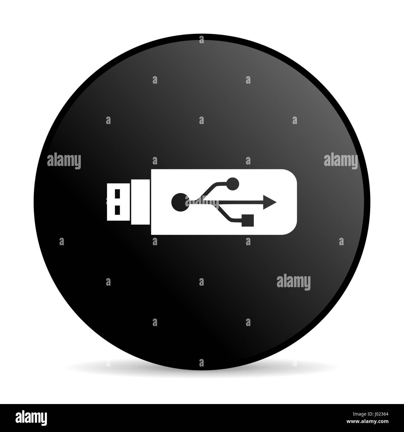 Usb black color web design round internet icon on white background ...
