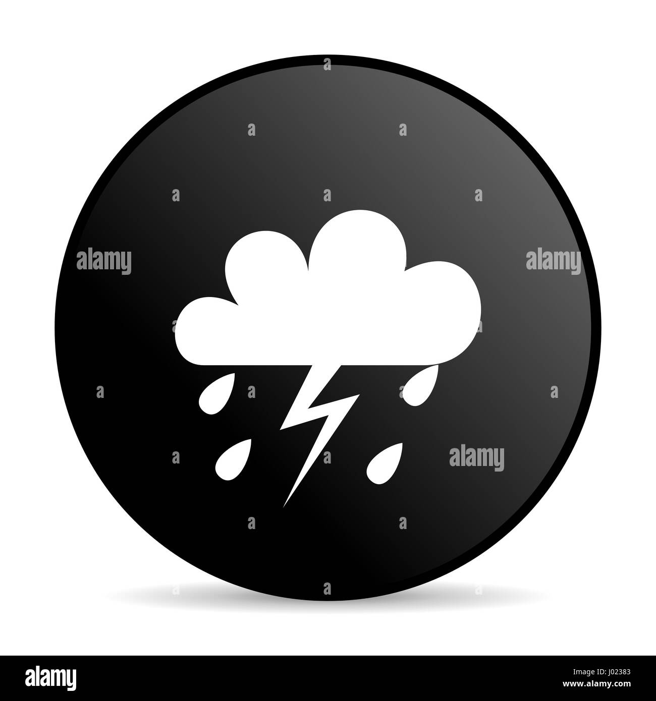 Storm black color web design round internet icon on white background ...