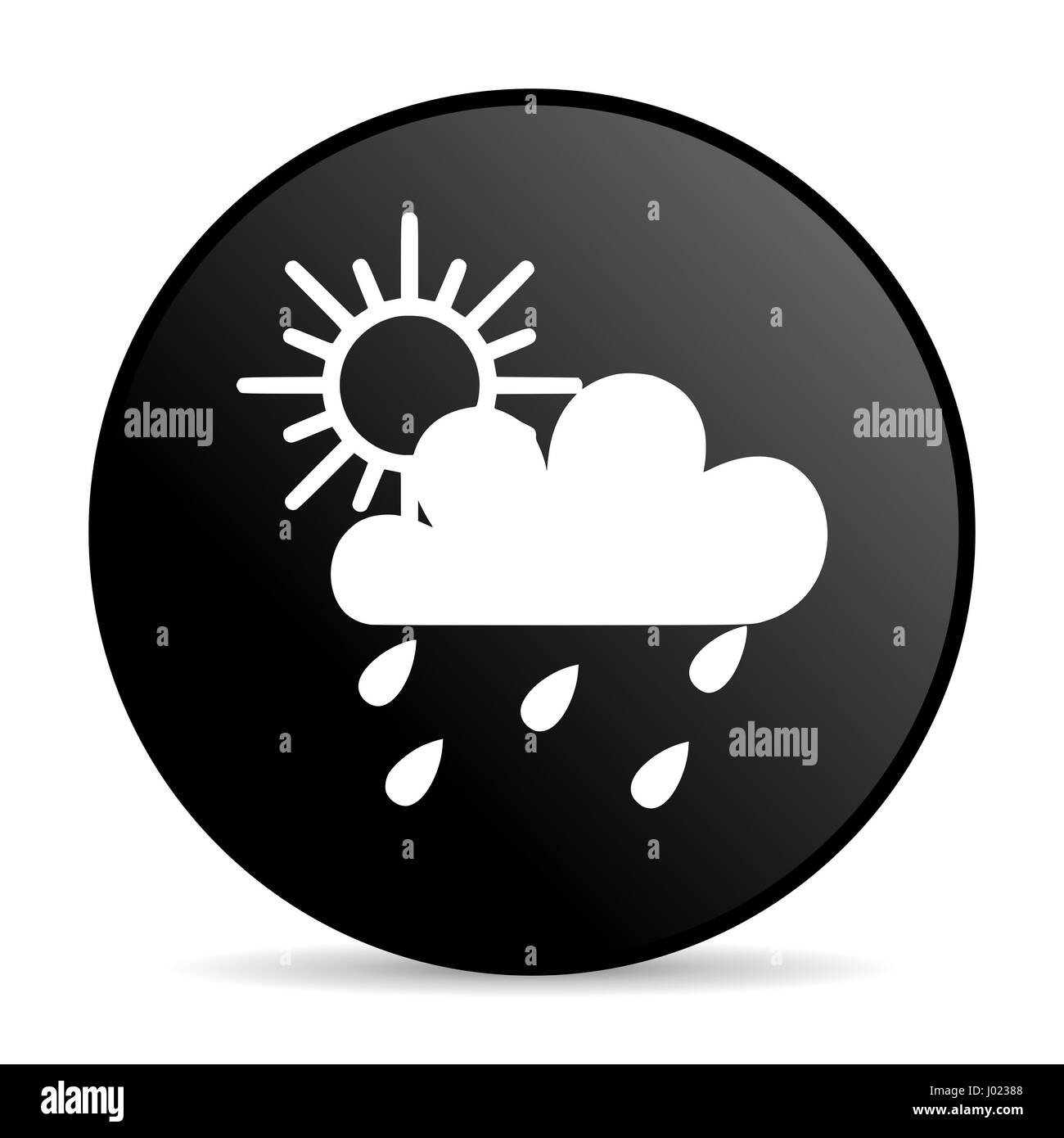 Rain black color web design round internet icon on white background ...