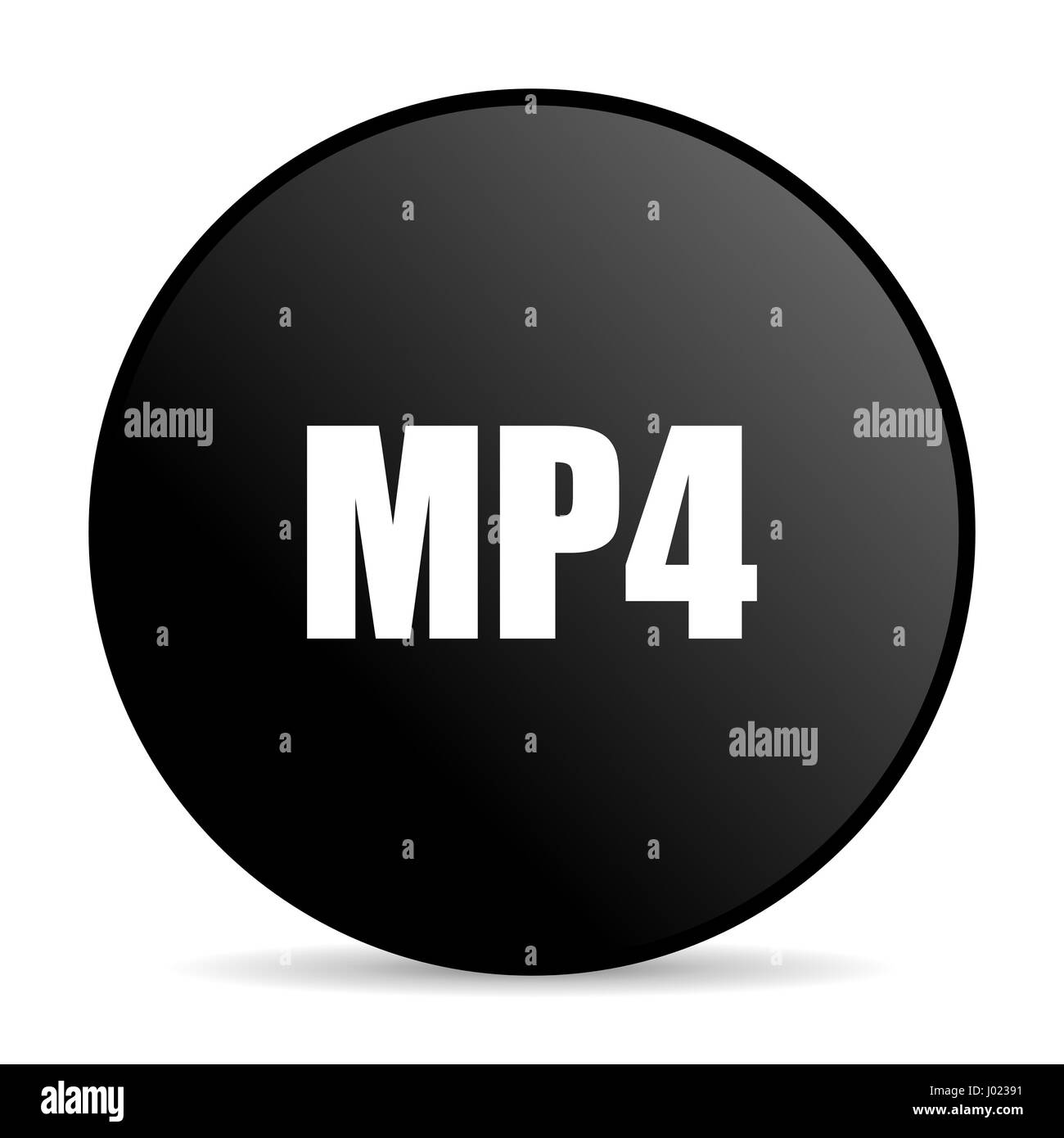 MP4 black color web design round internet icon on white background. Stock Photo
