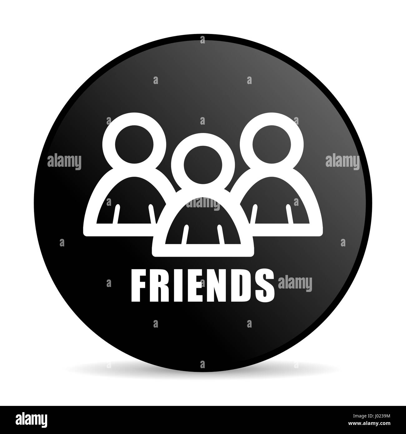 Friends black color web design round internet icon on white background  Stock Photo - Alamy