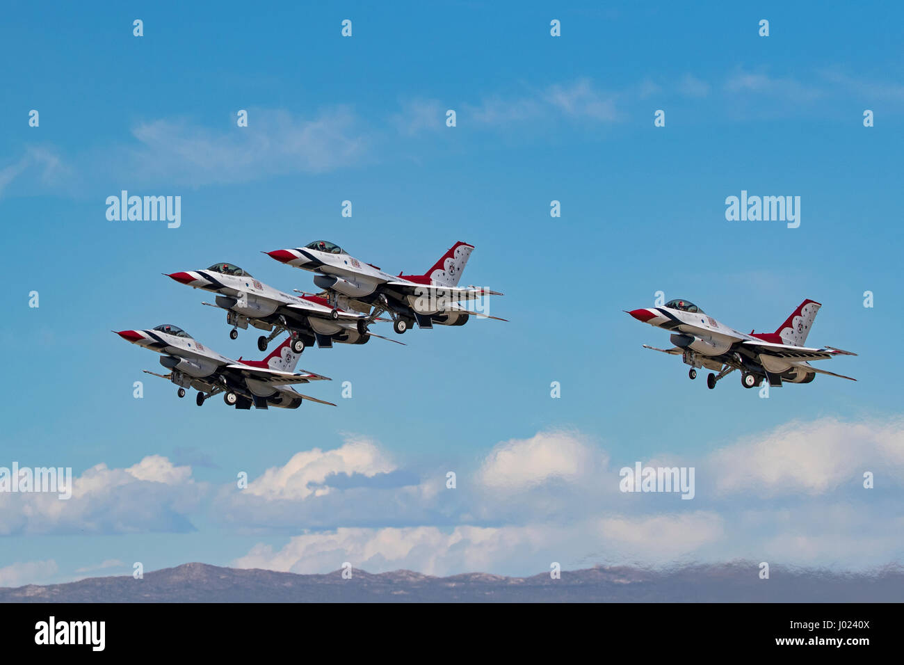 Airplane US Air Force Thunderbirds F16 jet fighter at Los Angeles Air