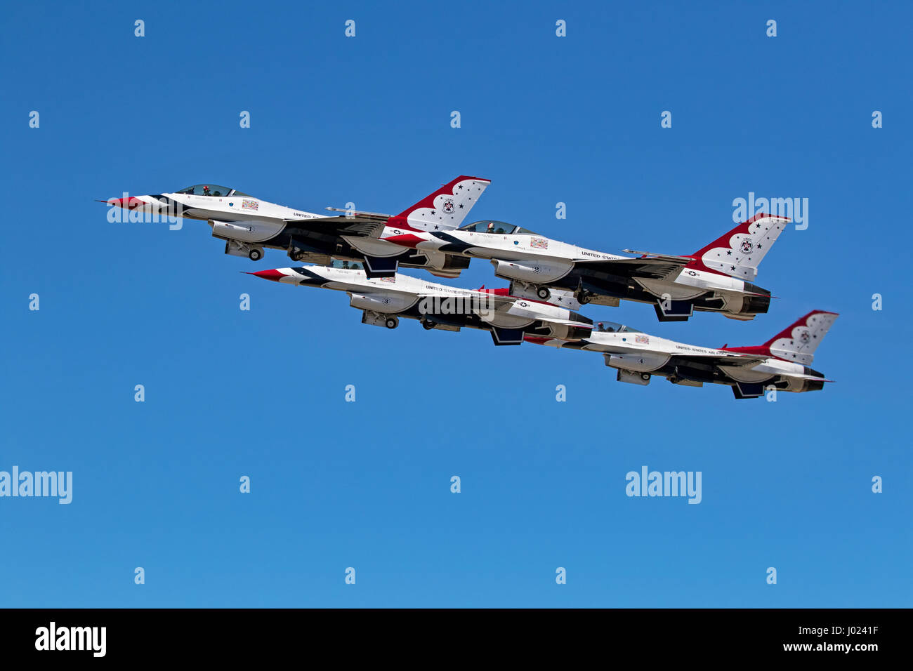 Airplane US Air Force Thunderbirds F16 jet fighter at Los Angeles Air