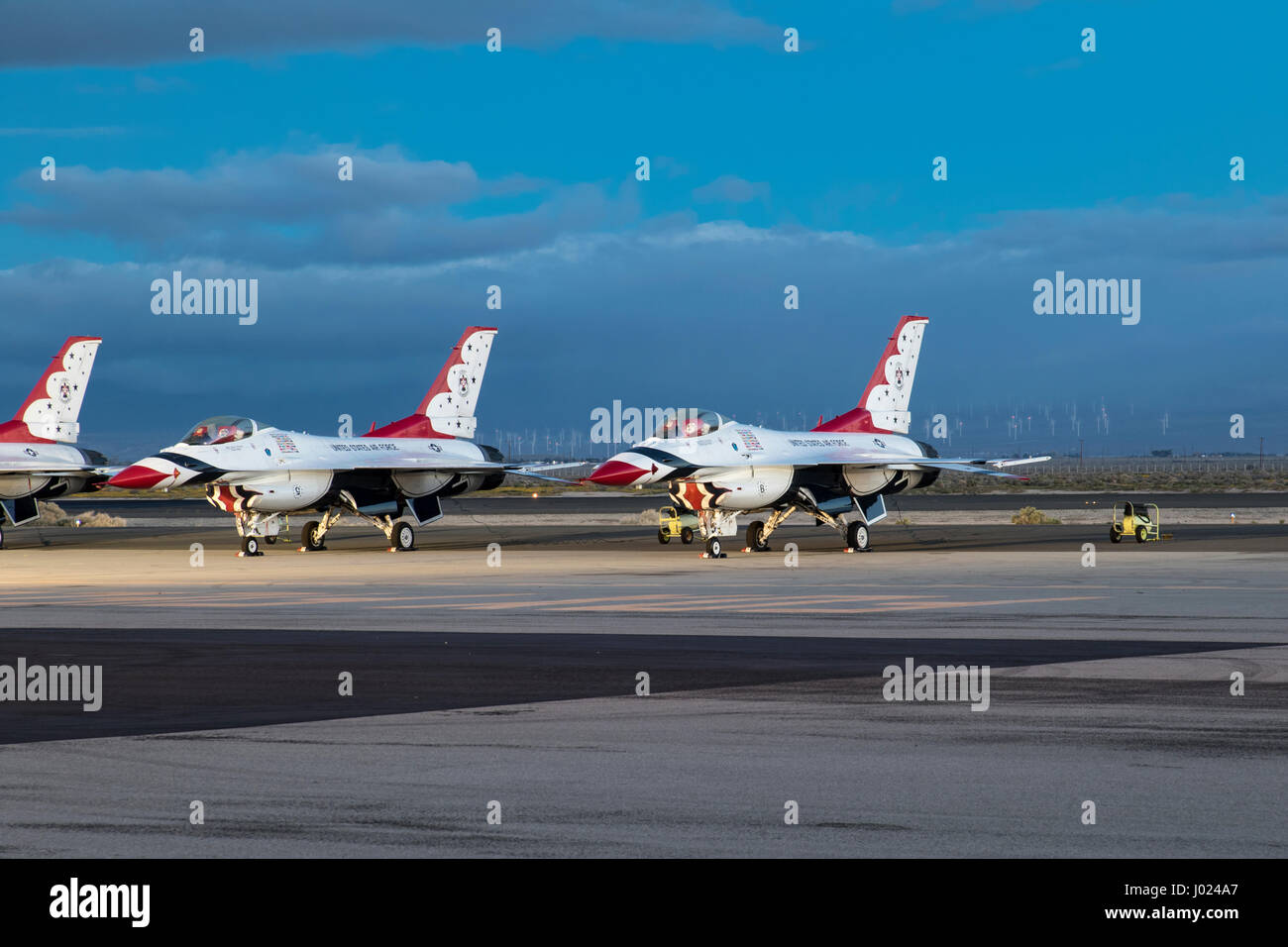 Airplane US Air Force Thunderbirds F16 jet fighter at Los Angeles Air