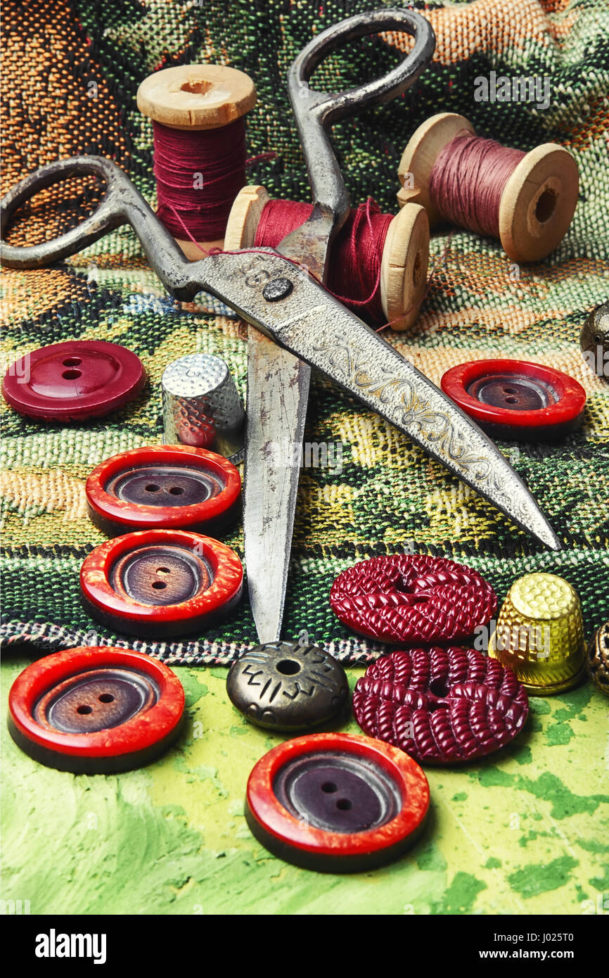 Set of different buttons from clothing,thread and sewing supplies Stock ...