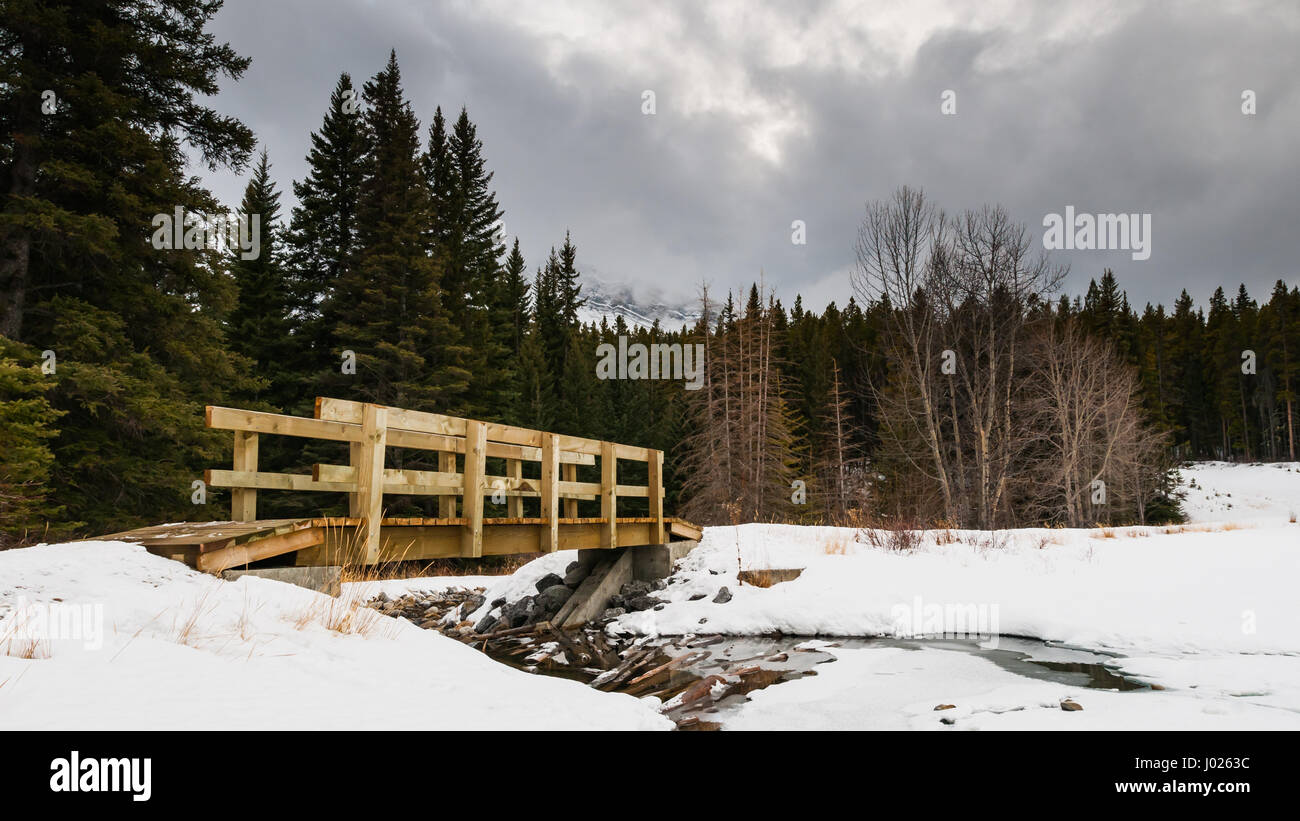 Snowshoeing Johnson Lake in Banff National Park Alberta Canada in