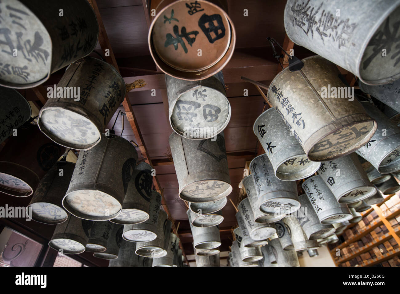 Buckets and boxes with names for cemetery use Stock Photo Alamy