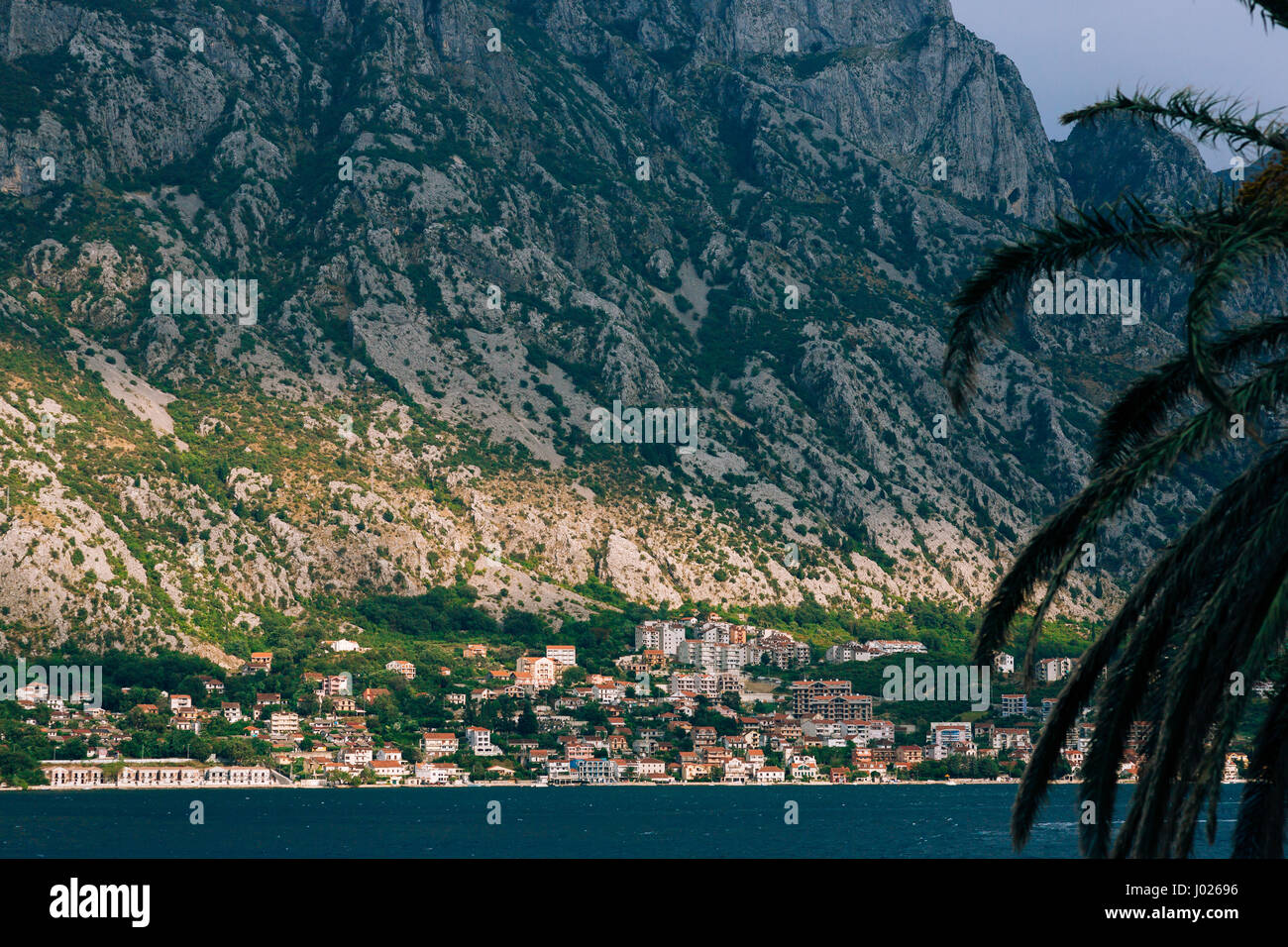 City Dobrota in the Bay of Kotor, Montenegro. Stock Photo