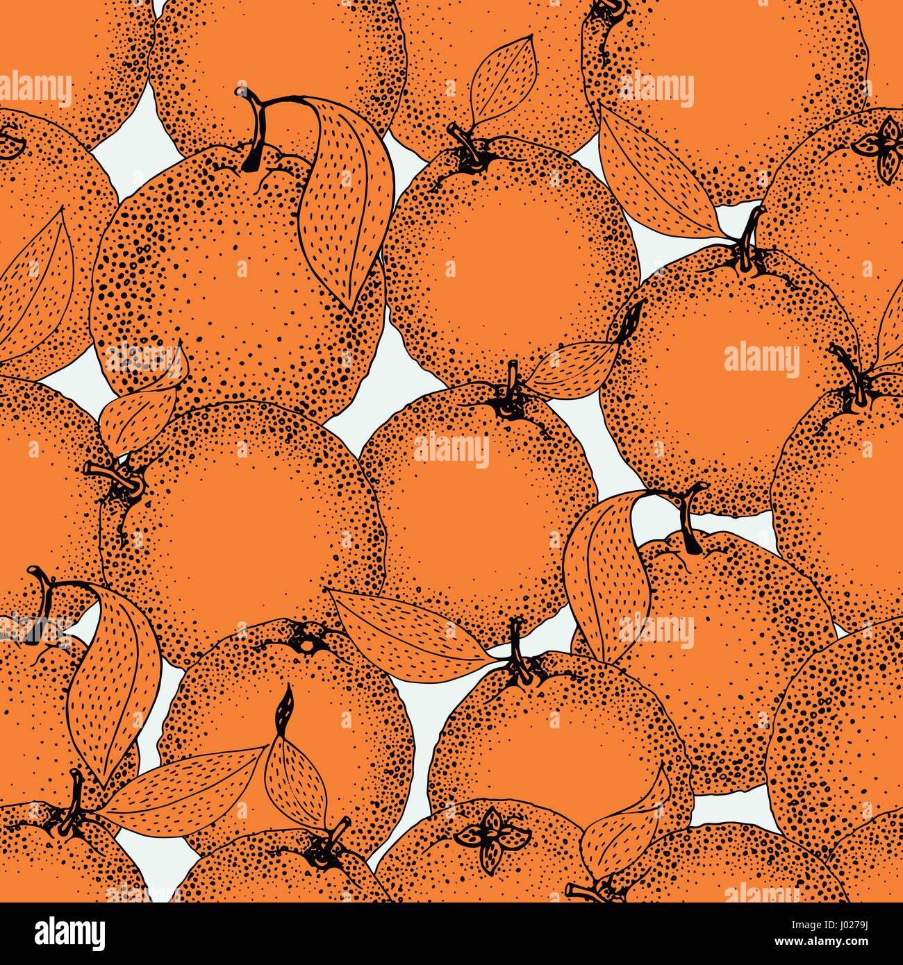Seamless pattern of hand drawn oranges and slices in sketch style ...