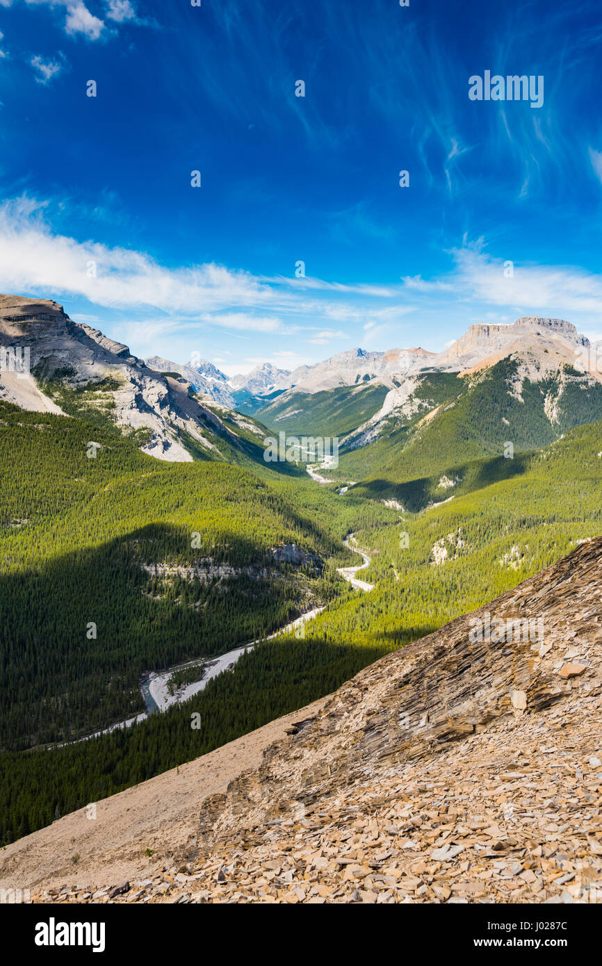 Scenic Rocky Mountain views, Hiking Nihahi Ridge Kananaskis Country Alberta Canada Stock Photo