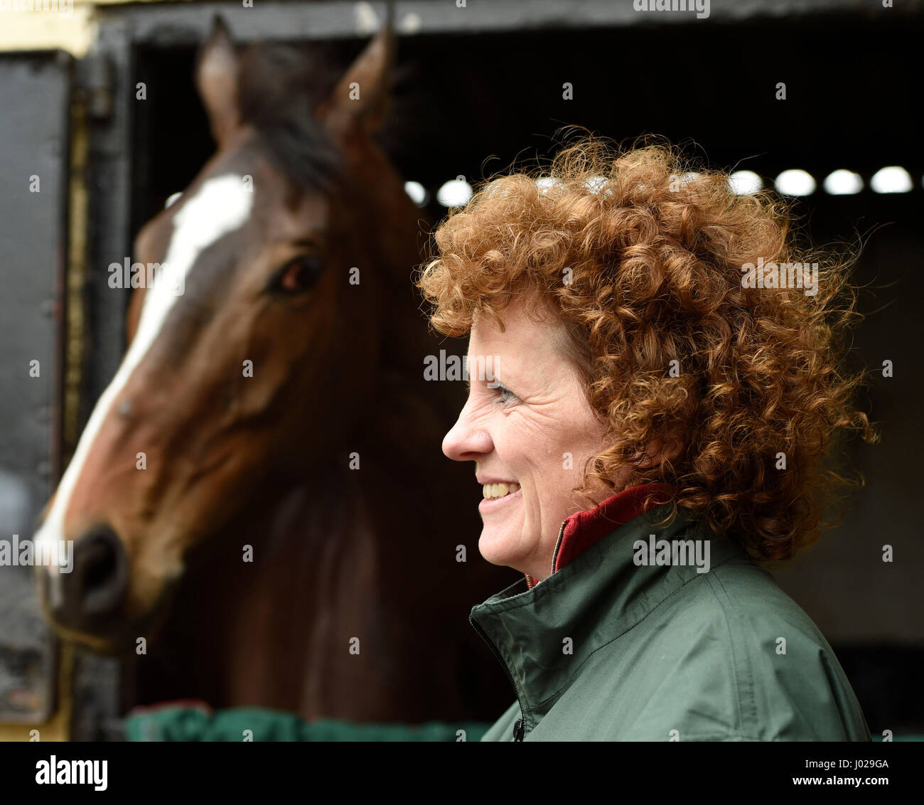 Grand National winner One For Arthur pictured with Lucinda Russell at