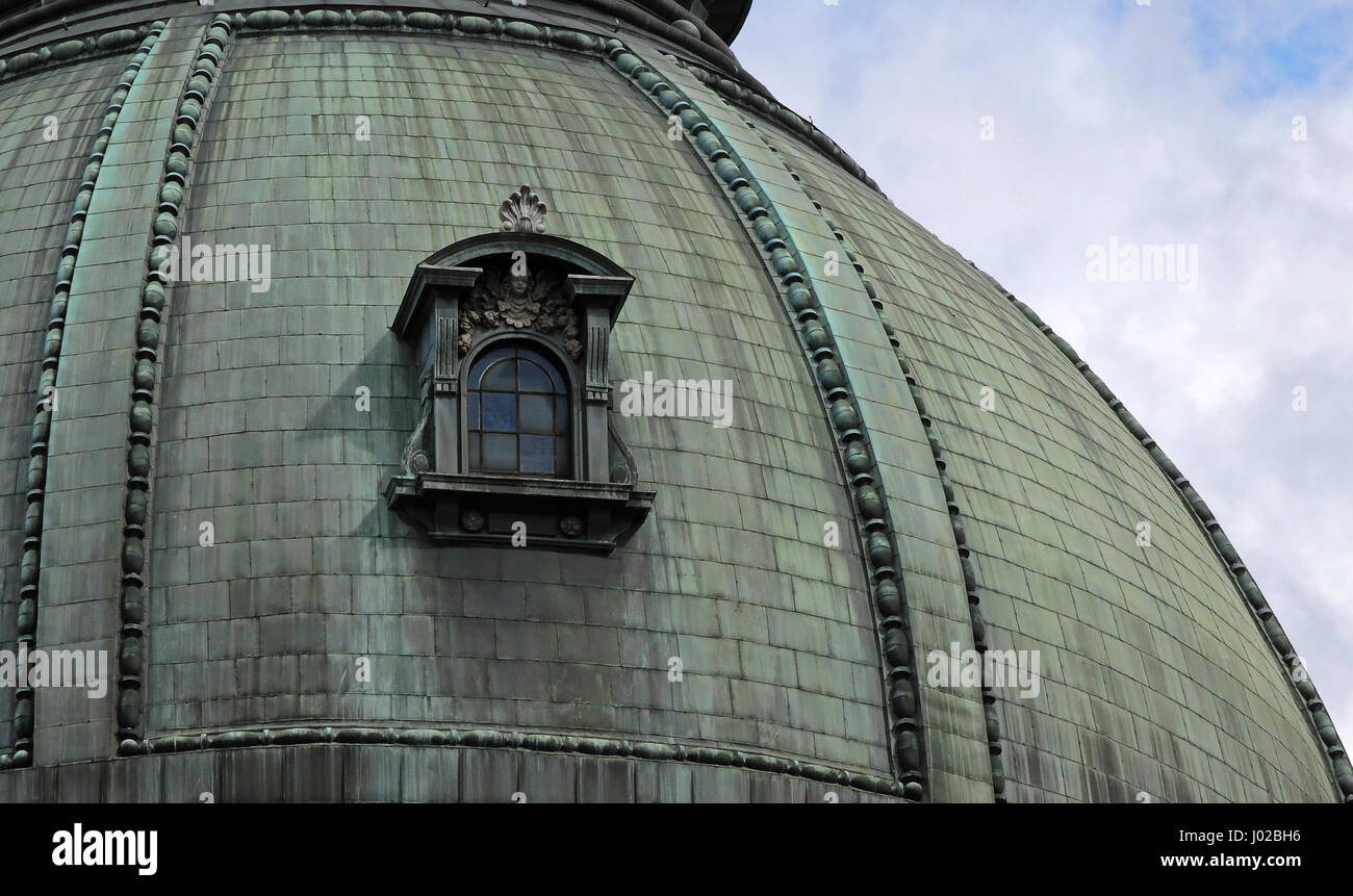 Budapest, Hungary, Szent István Basilica Neo Renaissance window detail. Stock Photo