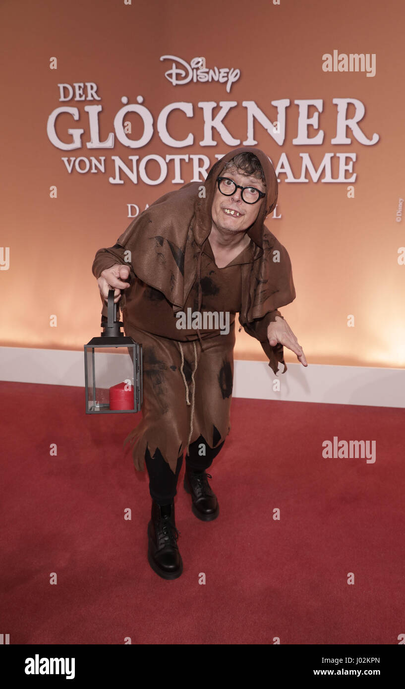 Berlin, Germany. 9th Apr, 2017. German entertainer Rolf Scheider arrives for the European premiere of a new version of 'The Hunchback of Notre Dame' in Berlin, Germany, 9 April 2017. Photo: Jörg Carstensen/dpa/Alamy Live News Stock Photo